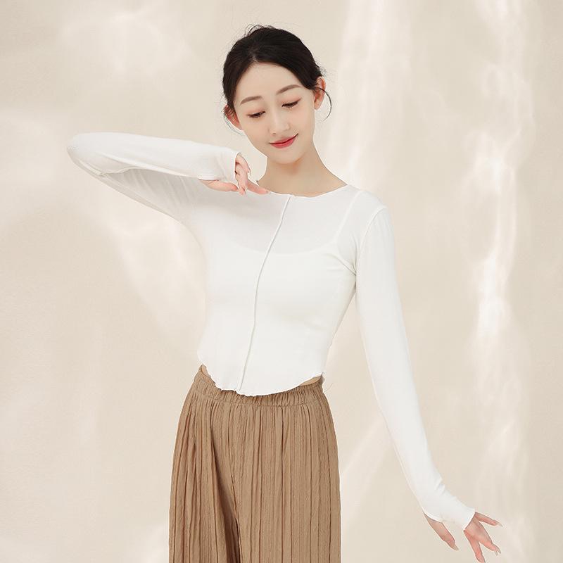 

Удобный облегающий костюм для практики современных танцев с длинным рукавом и без пальцев Medium белый