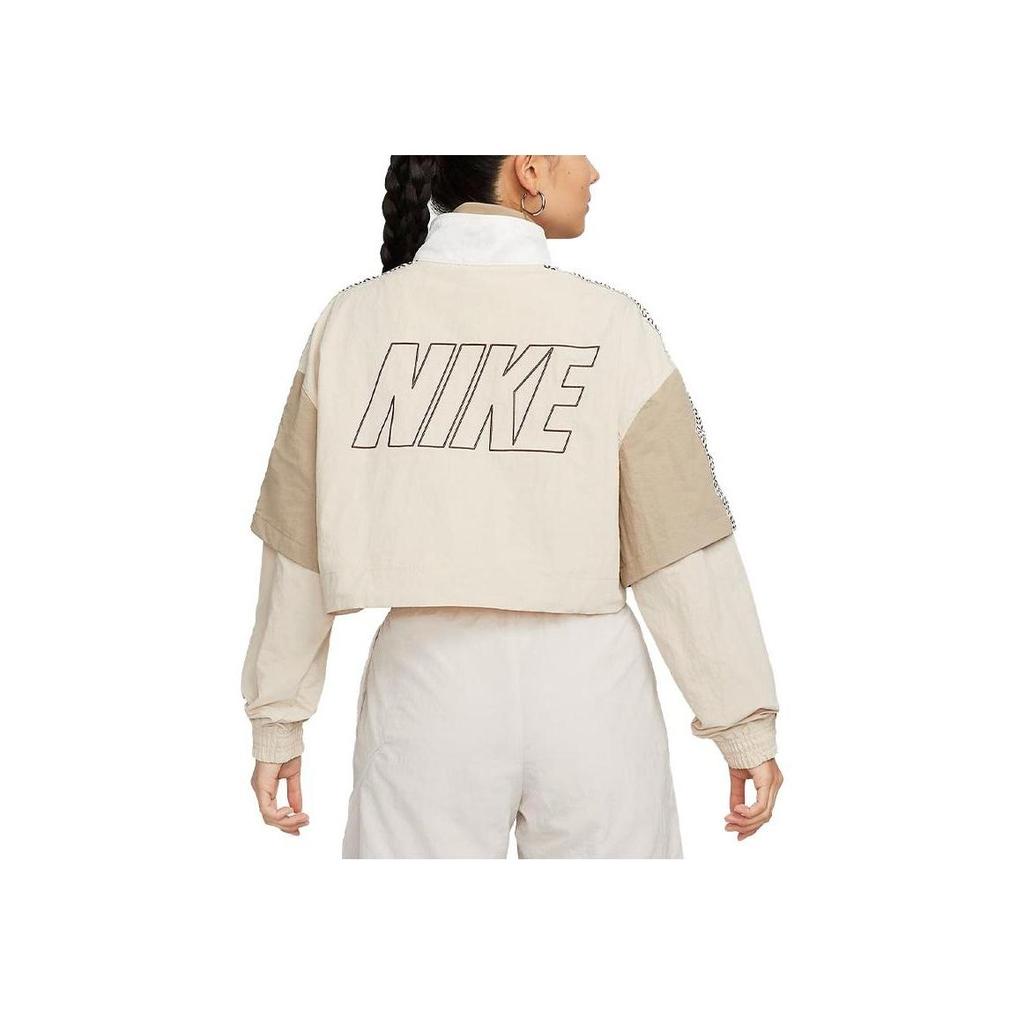 Nike Giacca Pullover Sportiva Color-Block con Collo Alto da Donna Bianco Sabbia FB8373-126