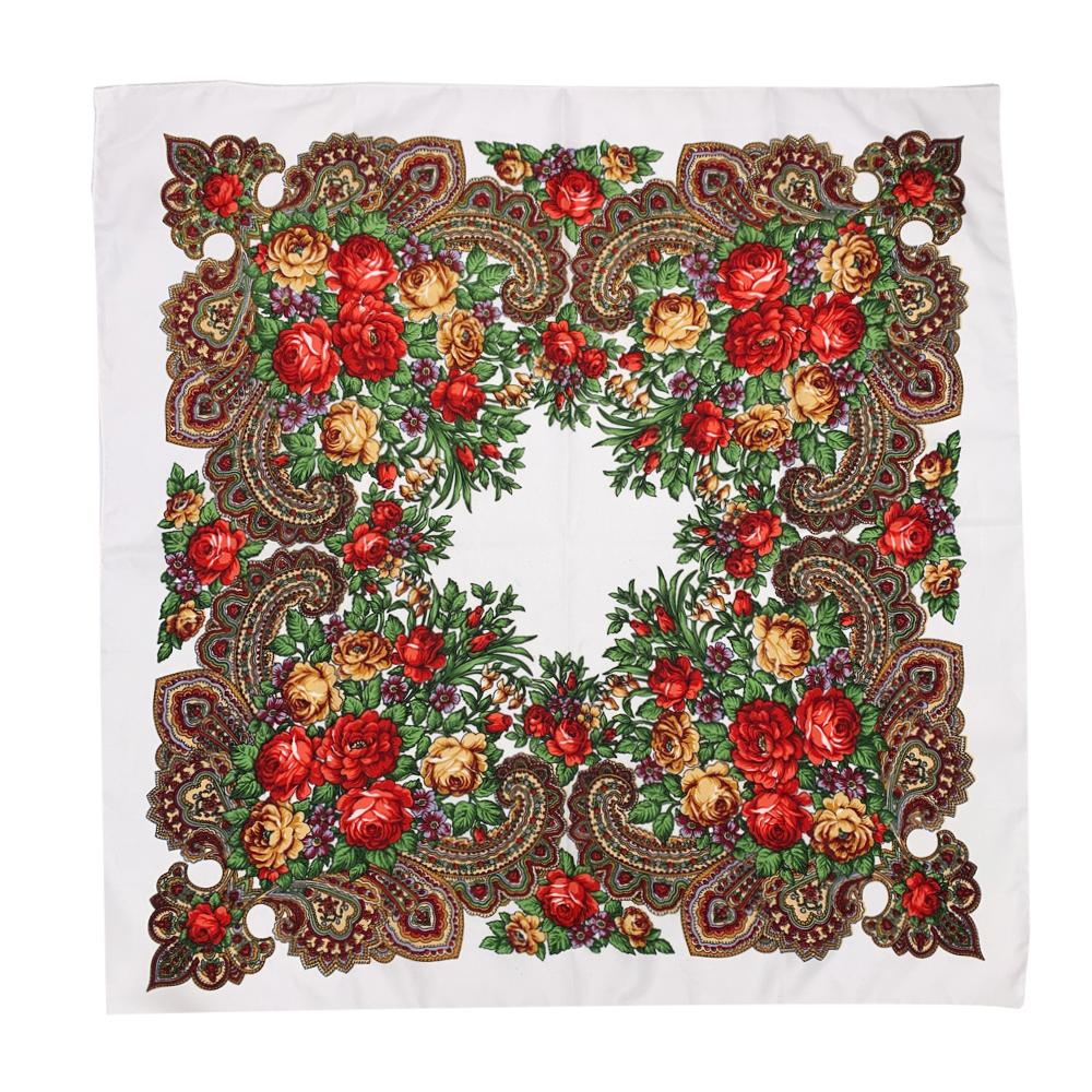 70*70Cm Luxury Floral Print Bandana Shawl Russian Style Square Scarf Female Headband Scarves Handkerchief Babushka Head Wraps
