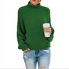 Autumn and Winter Women's Sweater Knitted Sweater Yarn Sweater Women's Curled Hem Pullover High Collar Bat Sleeve Solid Color Top