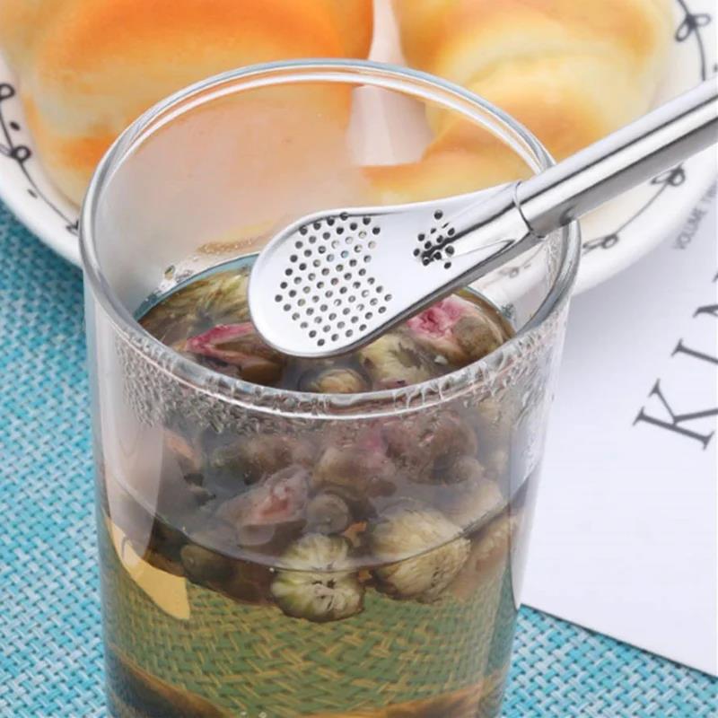 2Pcs Detachable Bombilla Filter Straw Stainless Steel Straw Spoon Tea Filter Yerba mate straw Reusable Bar Accessories 5