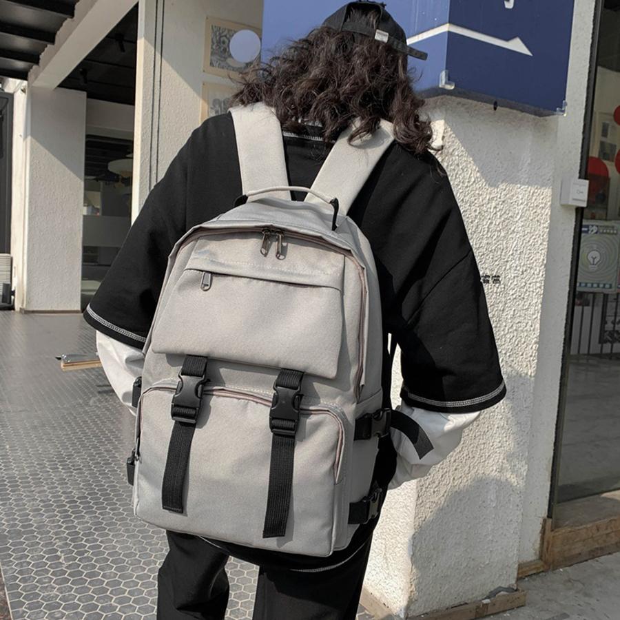 Oxford Harajuku Unisex Backpack Simple Black Large Capacity Women Waterproof Travel Bagpack Solid Student Schoolbag Back Pack