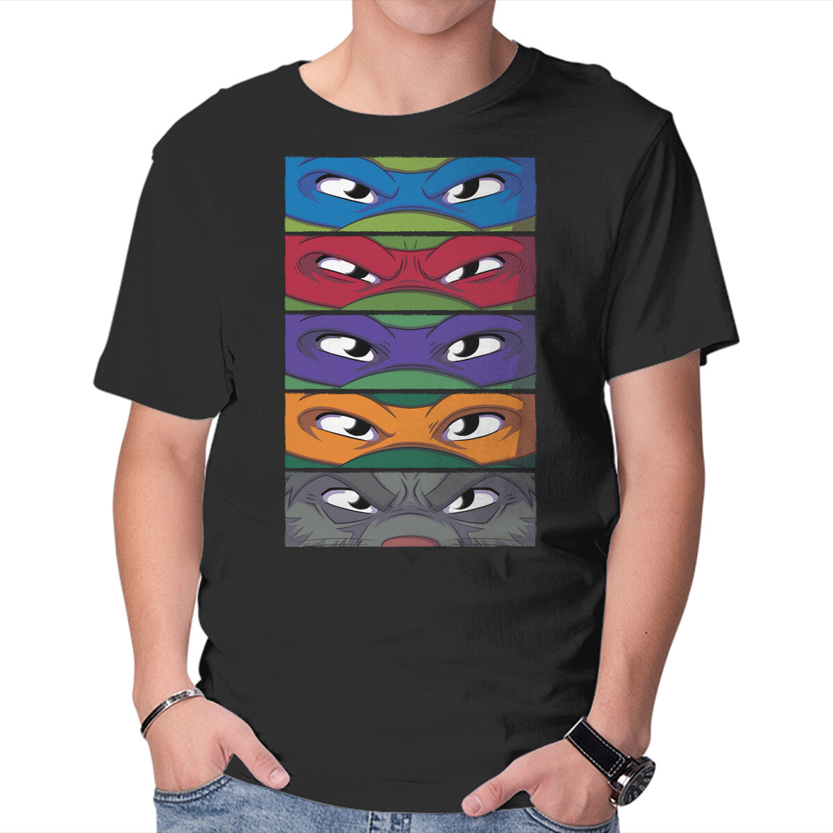Unisex Crew Neck T-Shirt TMNT Eyes Graphic Short Sleeve Casual Tee M