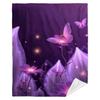 Purple Butterfly Blanket Magical Glowing Flowers And Butterflies Soft Fleece Throw Cozy Home Decor Gift For Fantasy And Nature