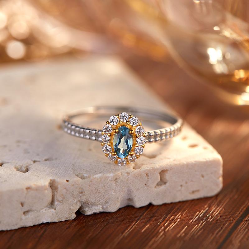 

Natural Gemstone S925 Sterling Silver Ring Women S Natural Aquamarine Ruby Tanzanite Color Treasure Open Ring Silver Jewelry