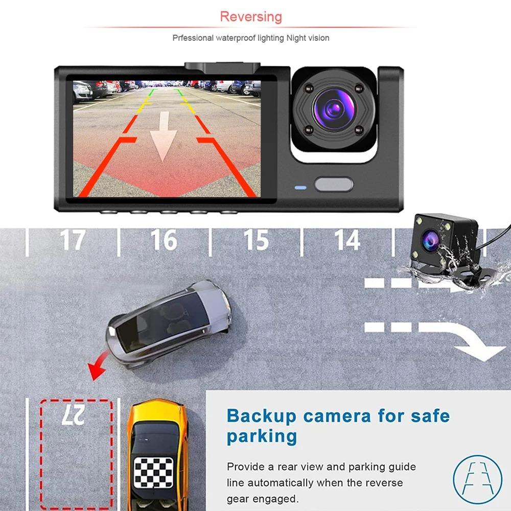 3 Channel Dash Cam for Car Camera 1080P Video Recorder Dashcam Black Box Dual Lens Inside Car DVR Rear View Camera Car Accessory