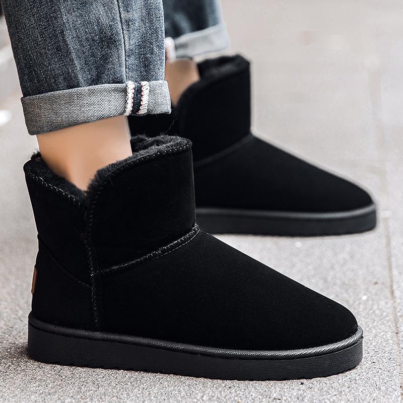 New high-top snow boots men's velvet thickened cold-proof and warm cotton shoes non-slip and waterproof one-pedal bread shoes