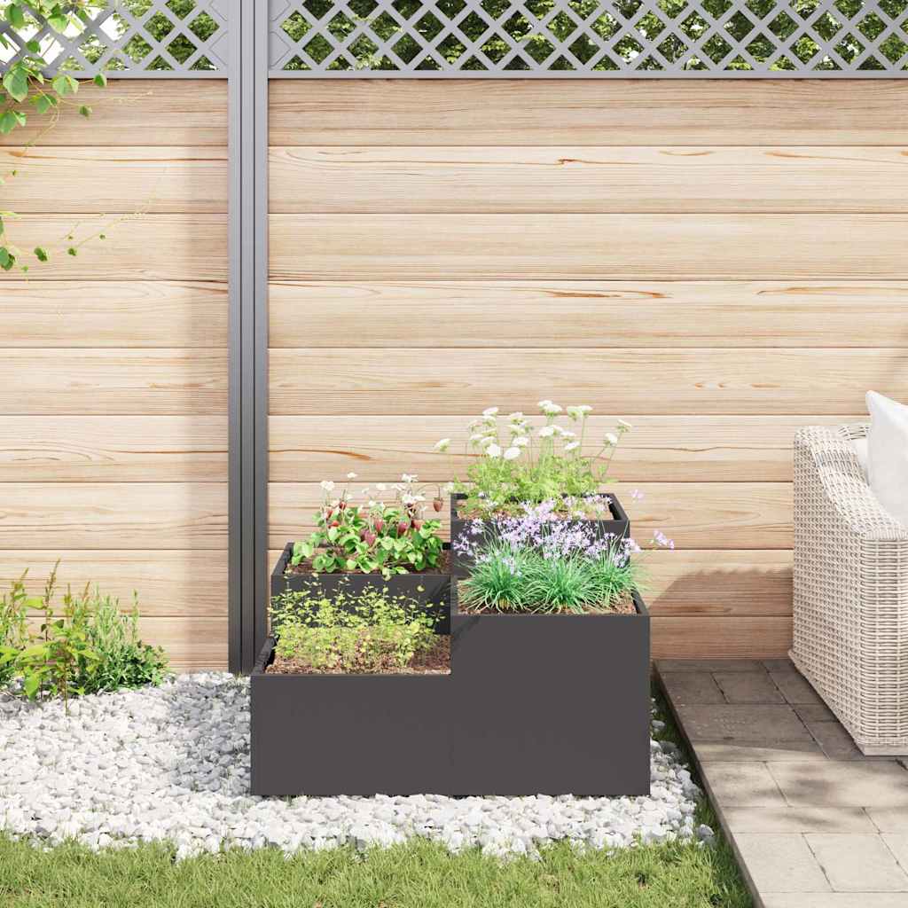 Garden Planter Black 80 X 80 X 48 Cm Steel
