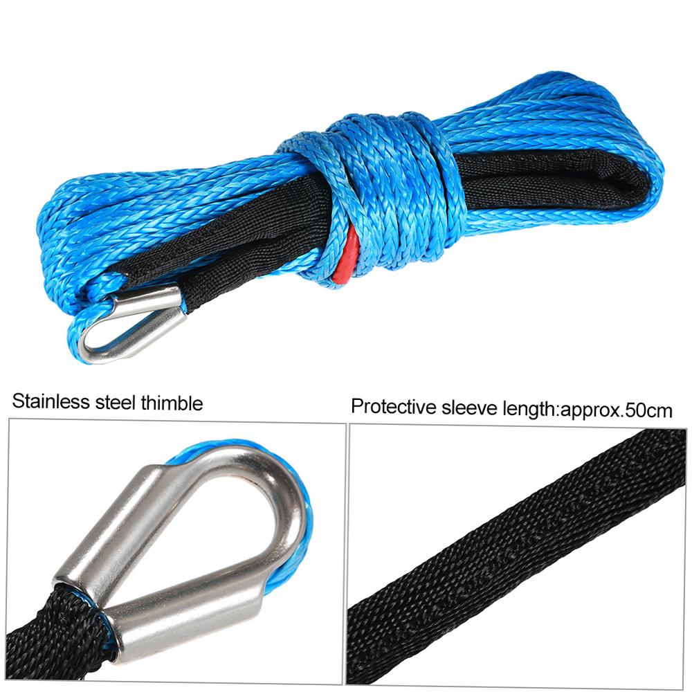 6.5mm*15m 1/4'' x 50' 6600lbs Synthetic Winch Rope Cable,Blue
