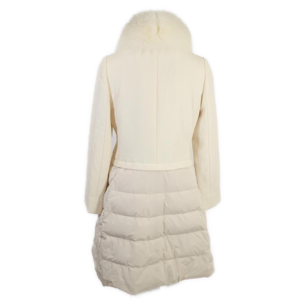 FOXEY Boutique 34690 Alpaca blend down jacket with fox fur and contrasting design coat 38 IvoryUsed