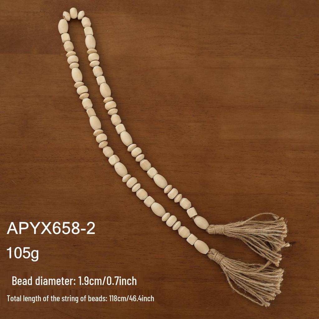 Long Wooden Beaded Garland for Fireplace & Christmas Tree Decor