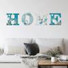 4 Pcs Rusic Wood Home Sign Beach Style HOME Cut Out Word Sign with Starfish Shell Coral Design Coastal Ocean Theme Wall Art for Living Room Bedroom