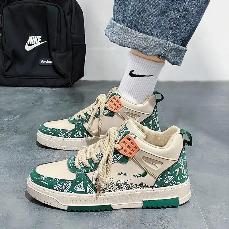 Cashewblüten High-Top-Board-Schuhe für Herren Frühling und Herbst 2024 Neuer Trend Vielseitige Jugend-Sport-Freizeitschuhe Schuhe für Herren
