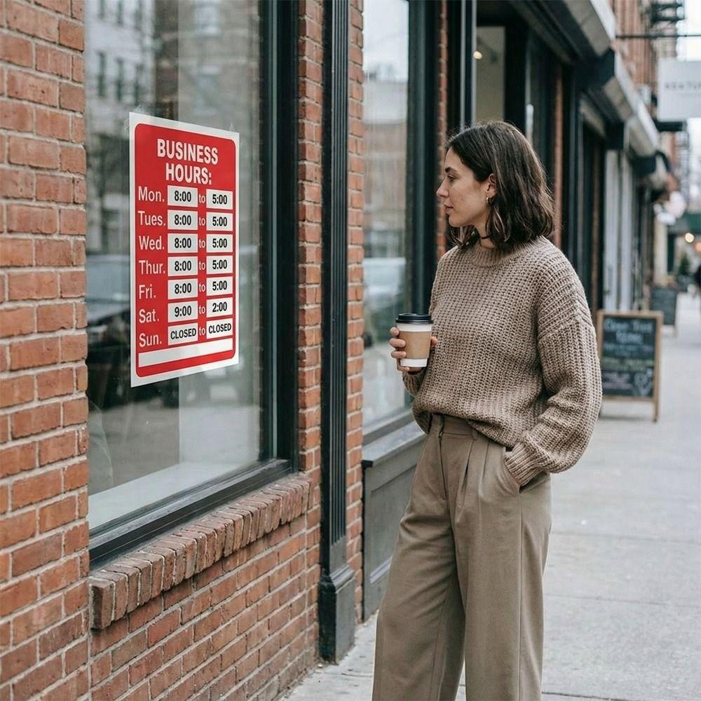 Waterproof Business Hours Sticker Sunproof Business Hours Window Decal  Glass Door Application