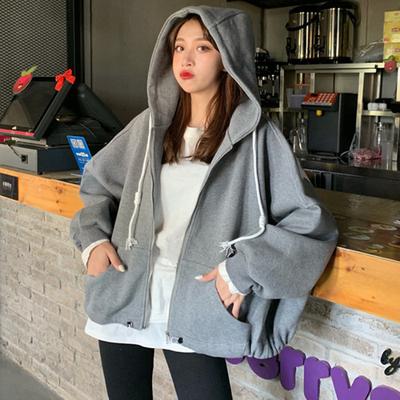 Updated Autumn and Winter Velvet Hooded Sweatshirt for Women Comfortable Fit College Style Zipper Student Cardigan Long-sleeved Jacket