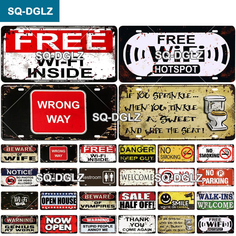 

[SQ-DGLZ] Предупреждение, бесплатный Wi-Fi, номерной знак, жестяная вывеска, украшение для бара, стены, металлическая вывеска, домашний декор, живописные таблички, художественный постер