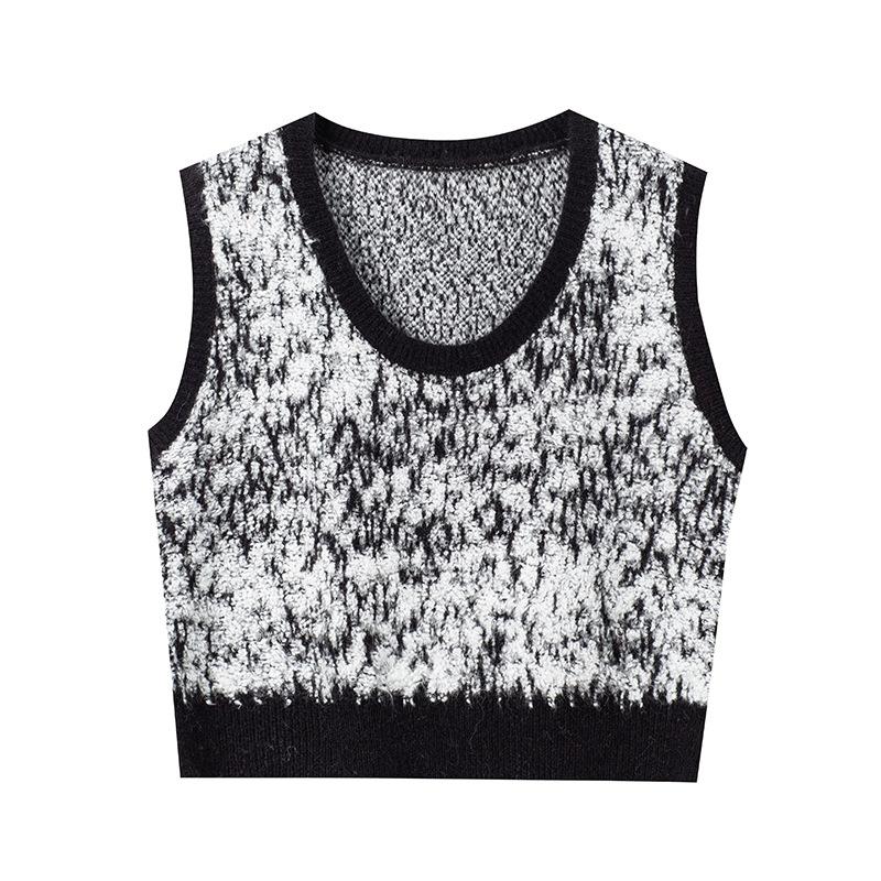 Soft Waxy Skin-friendly Alpaca Wool Blended Neck Knitted Sweater Women's Autumn New Sweater, Thin Stacked Vest
