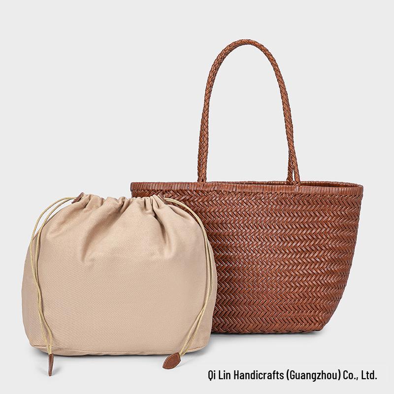 Geweven Koeienhuid Mandtas in Drakenstijl: Handtas van echt leer voor dames, grote capaciteit, retro design