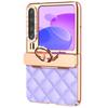 For Huawei Pura X Case with Ring Kickstand Hinge Protection Rhombic Pattern PC+PU Phone Cover