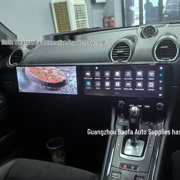 Compatible Center Console Dual Screen for Porsche 911, 977, 718, 981 Cayman & Boxster - Large Navigation Display on Passenger Side