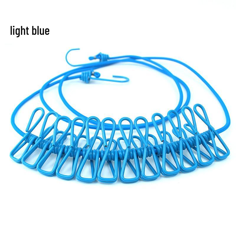 Přenosný větruodolný zatahovací sušák na prádlo s 12 protiskluzovými kolíčky