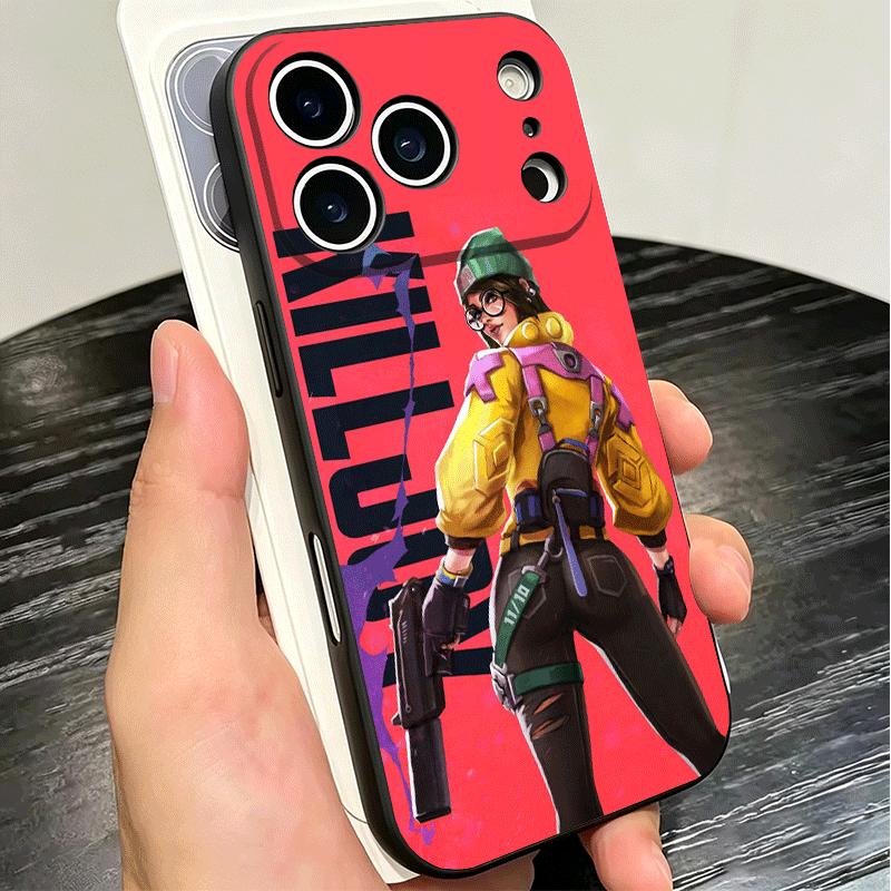 V-Valorant Killjoy Soft Phone Case for iPhone 16 16E 17 Air 15 Pro Max 14 Plus 13 Mini 11 12 7 Black Cover Back Shell