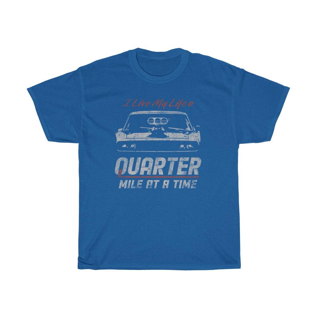 Quarter Mile At A Time Iconic Printed Pattern Unisex Cotton Tshirt Casual Retro Trend Street Style Unisex