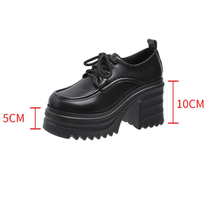 Dámské lodičky z PU kůže na platformě se čtvercovým podpatkem a šněrováním ve stylu Oxford, společenské boty na párty, pro hraní rolí, uniformu, módní boty na vysokém podpatku