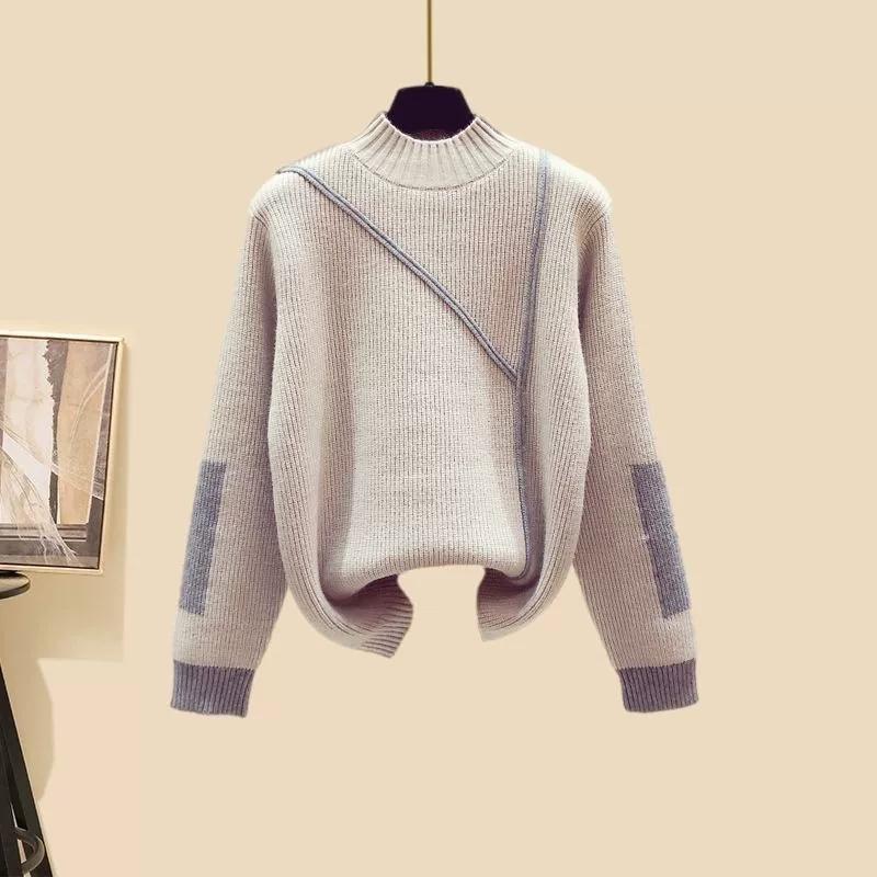 Podzimní a zimní vlněný kabát + rolák + vlněné kalhoty Harlan s vysokým pasem, třídílný módní oblek