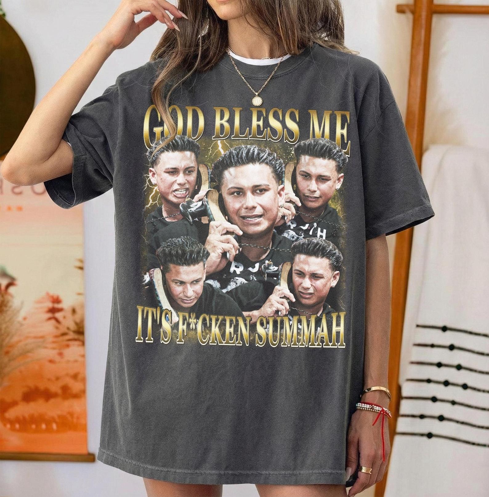 Retro 90 s Comfort Colors God Bless Me It s F*Cken Summah T-Shirt, Summer Party Fan Bootleg Tee T-Shirt, DJ Pauly D Fan Gift 2XL