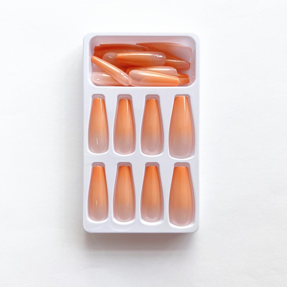 Gradient Orange Trapezoid Press-On Nails In Gentle Ballet Style