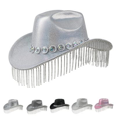 Fashion Cowboy Hats with Diamond Fringes Female Banquets Photography Cowgirl Hat