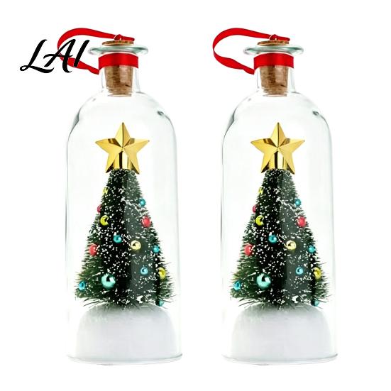 Glass Snow Decoration Recordable Christmas Message in A Bottle Voice Recording Holiday Keepsake with Exchange Gift Ideas Playback Cork Snowy