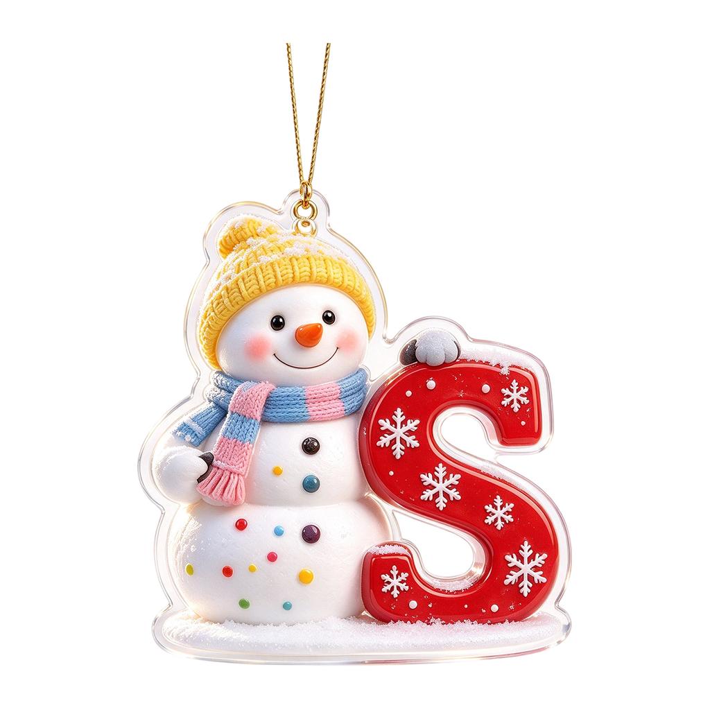 Christmas Snowman Letter 2D Acrylic Hanging Ornament for Holiday Tree Decor