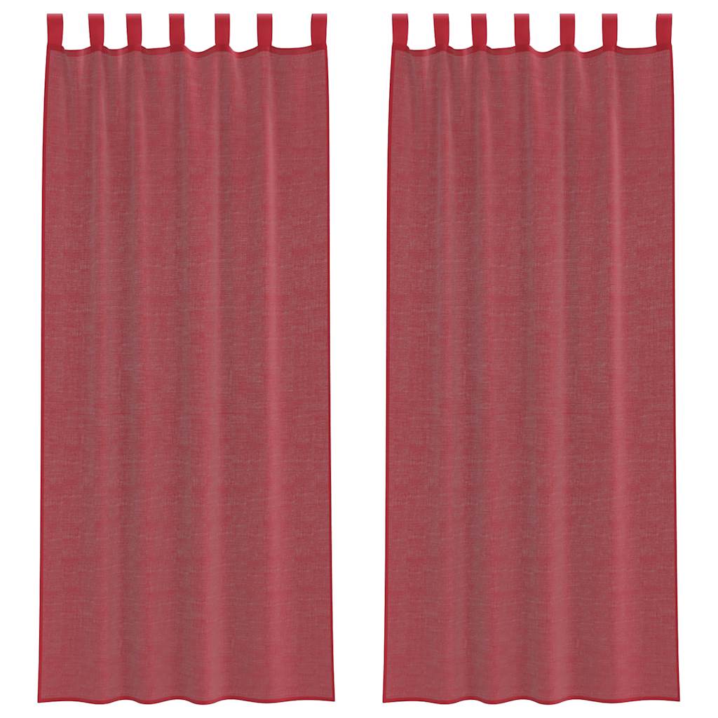 Voile Curtains with Rod Pockets 2 pcs Burgundy