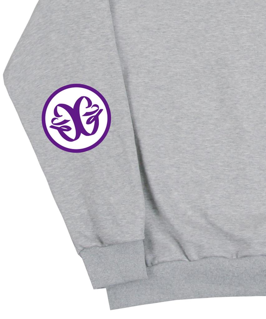 GRAVER [Unisex] Elbow Deco Logo Sweatshirt_Gray/Purple Logo