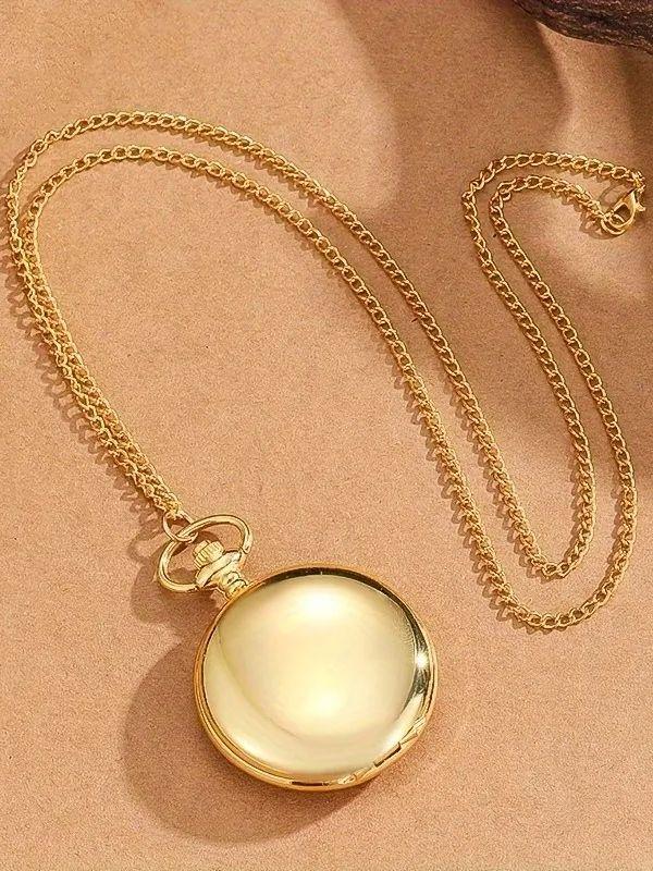 

Классические винтажные кварцевые карманные часы золотистого тона с арабскими цифрами и регулируемой цепочкой - круглый мужской модный аксессуар золотистый