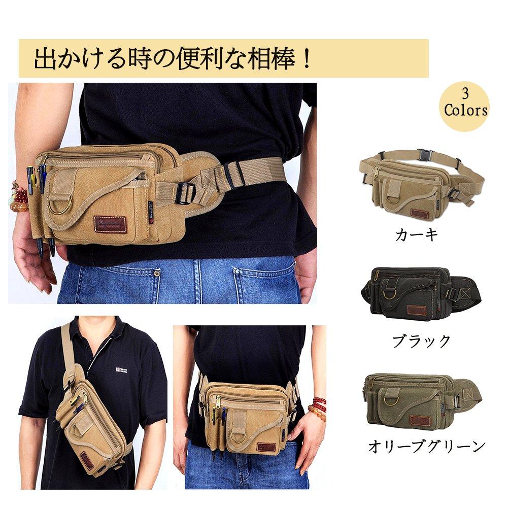 Large Capacity Waist Bag with 5 Hip Walking and Body Bag for Outdoor Activities and Hiking Men's Pockets, Bag, Pouch, (Black)