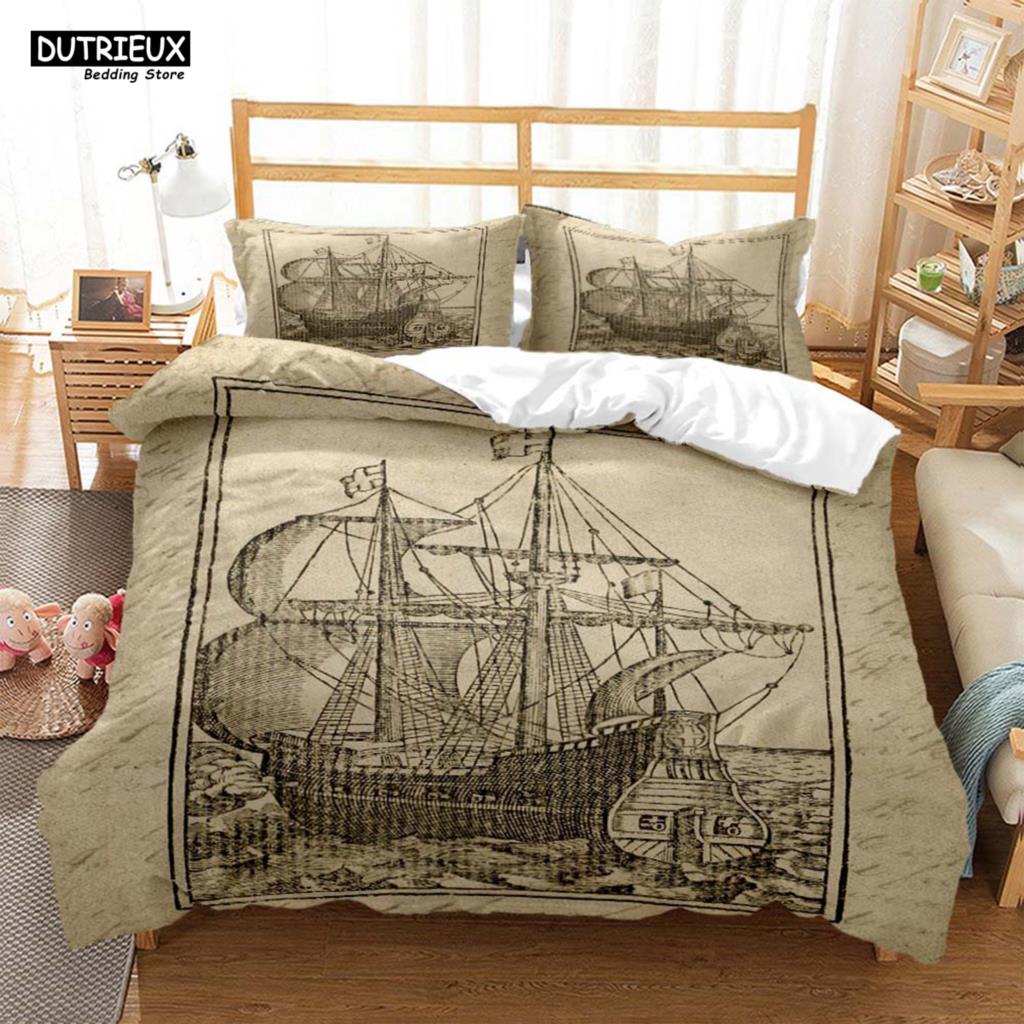 Comforter Vintage Style Navigation Mapprinted Bedding Soft And Comfortable Customizable Comforter Bedding Sets