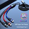 5A Super Fast 3-in-1 Braided Charging Cable, 2m Type-C to Triple Connector