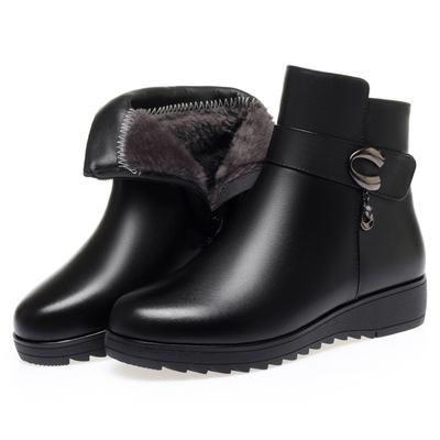 Stivaletti Corti da Donna in Vera Pelle con Zeppa a Suola Spessa Stivaletti alla Caviglia Scarpe Invernali in Cotone da Donna Stivali da Neve Caldi in Lana da Donna 35-43