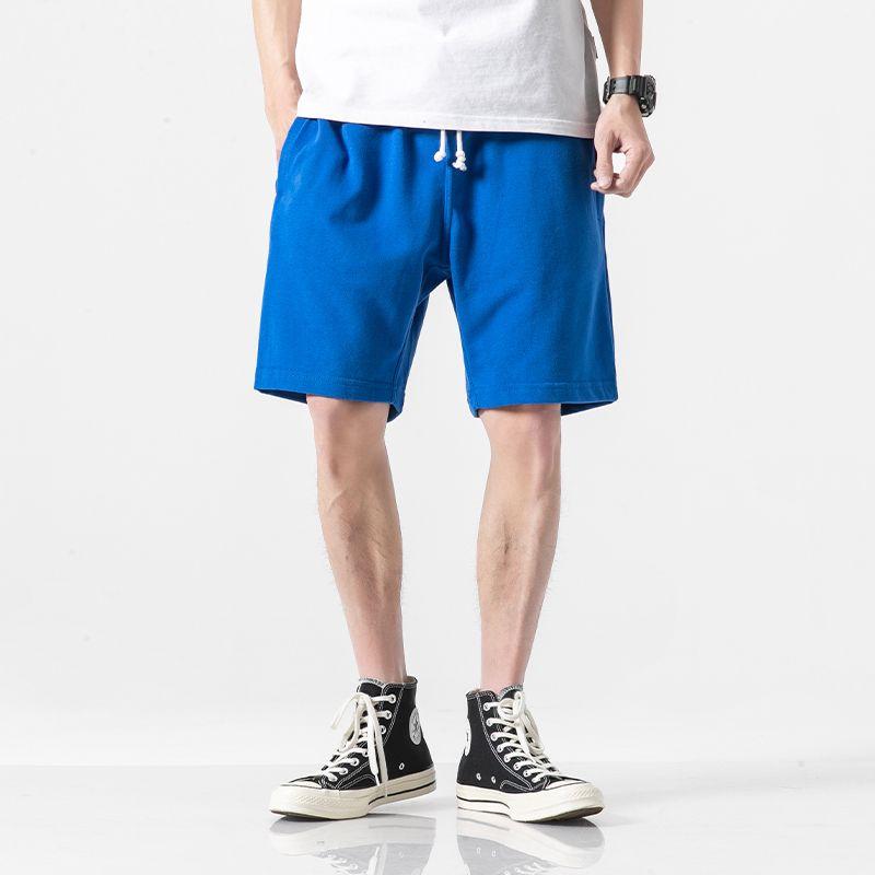 Men's Summer Pure Color Simple Drawstring Athleisure Shorts Men's Fashion Brand All-Matching Couple Loose Straight-leg Cropped Pants