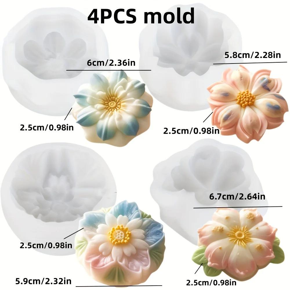 Neues DIY Große Rose kombinierte Blume Kerze Silikonform Pfingstrose Blume Aromatherapie Kerzenform Rose Harzform Gipsformen