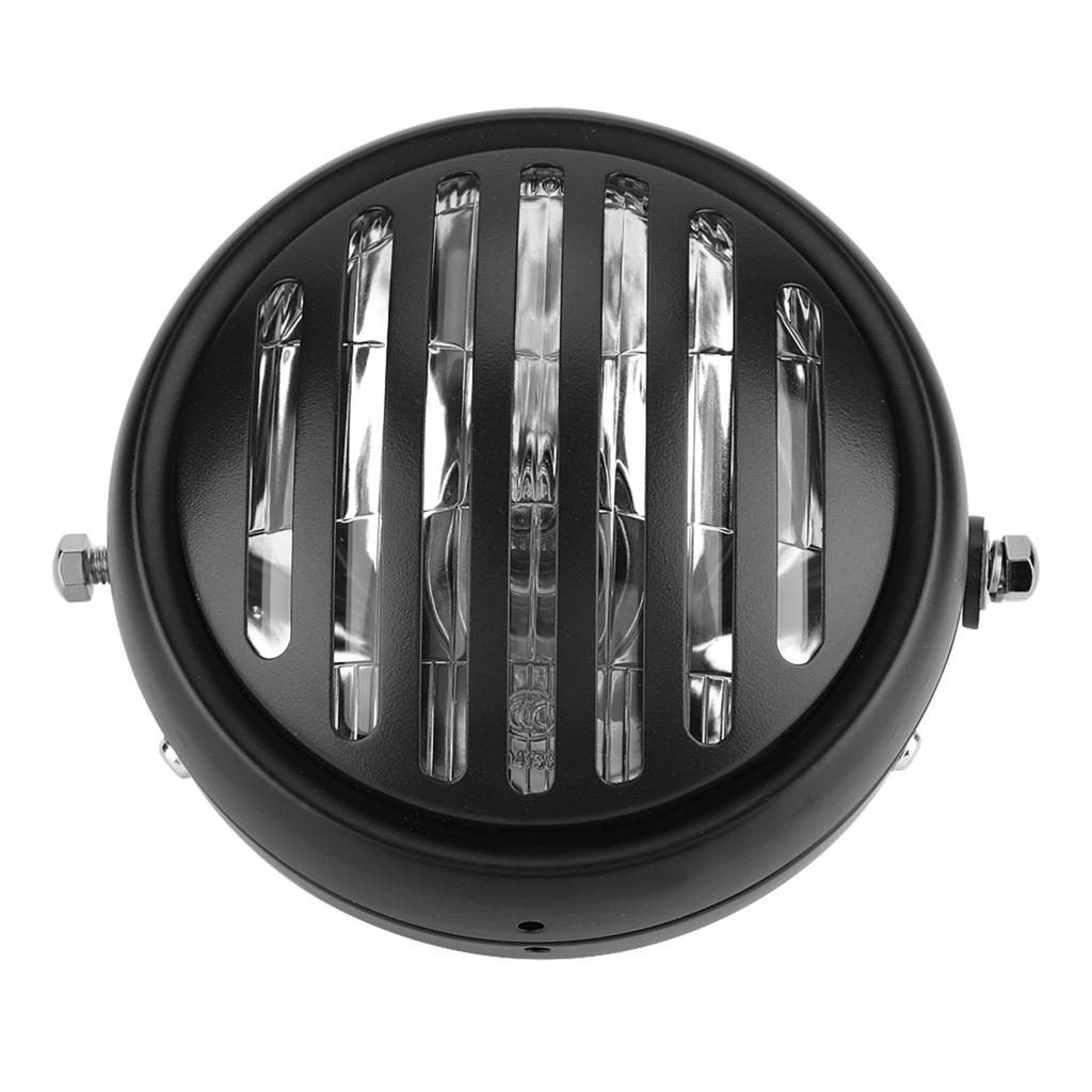   Motorcycle Retro Black   Grill Cover Hdlamp Front Hdlight Yellow Lens