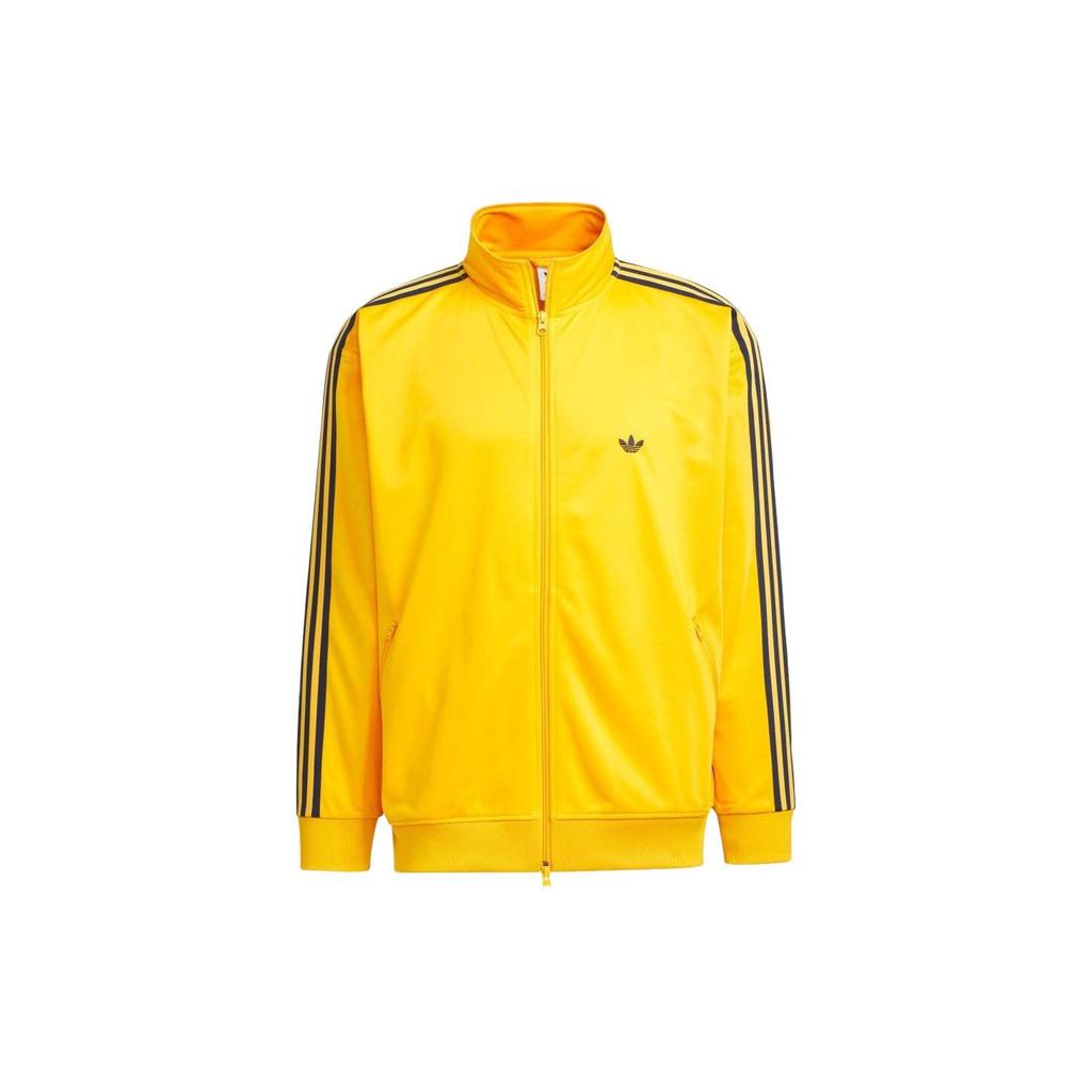 Adidas Originals Logo Print Zip-Up Stand Collar Jacket Unisex Jackets Yellow IK9151