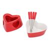Heart Shaped Chocolate Fondue Mug Set Ceramic Sweet Fondue Cup with Forks and Candle Red White 350ml