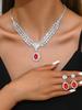 Luxury European Retro Crystal Zirconia Geometric Jewelry Set: Necklace, Earrings, Bracelet