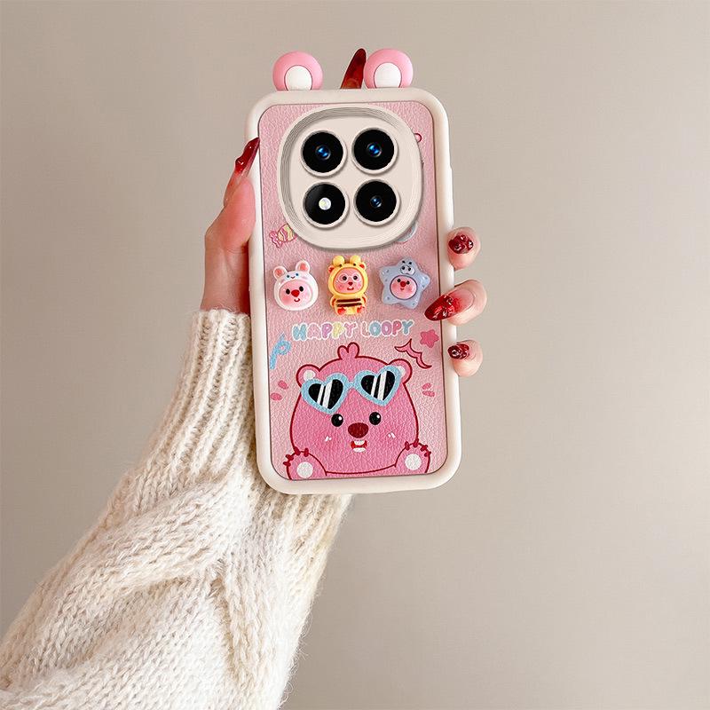 Redmi Note 14 Cross-Border Cartoon Fashion Leather Texture Ear Doll Case for Xiaomi 13Pro/13C