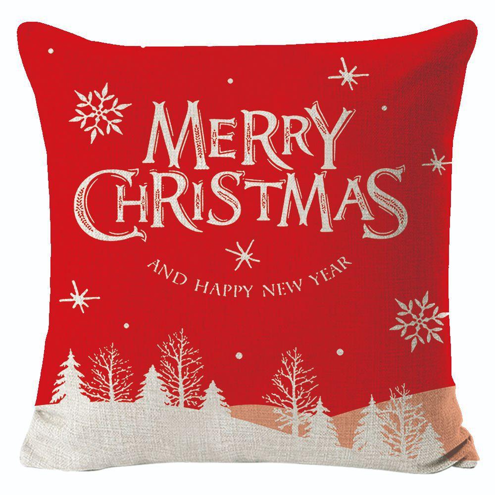 New Christmas Linen Pillow Cover Simple Sofa Pillow Home Printed Cushion Cover