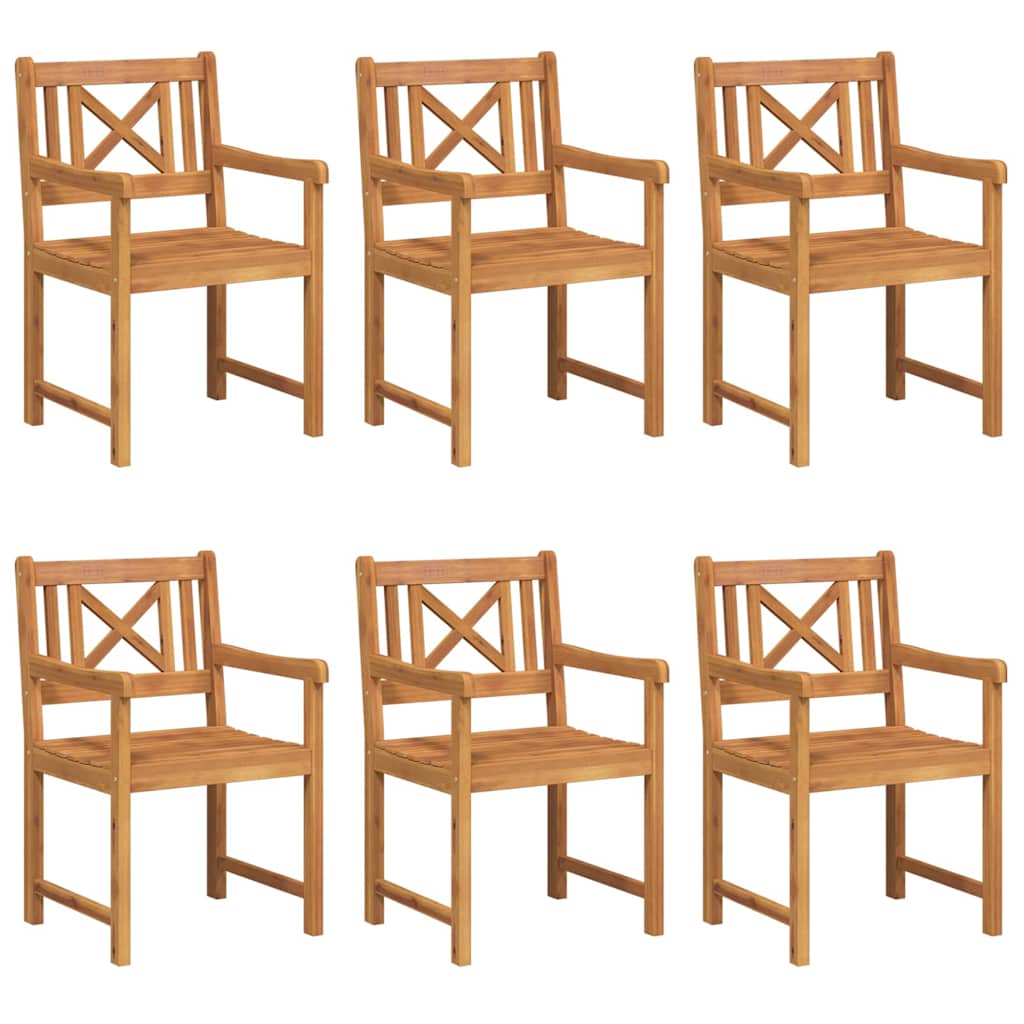 Garden Chairs 6 pcs Natural Solid Acacia Wood